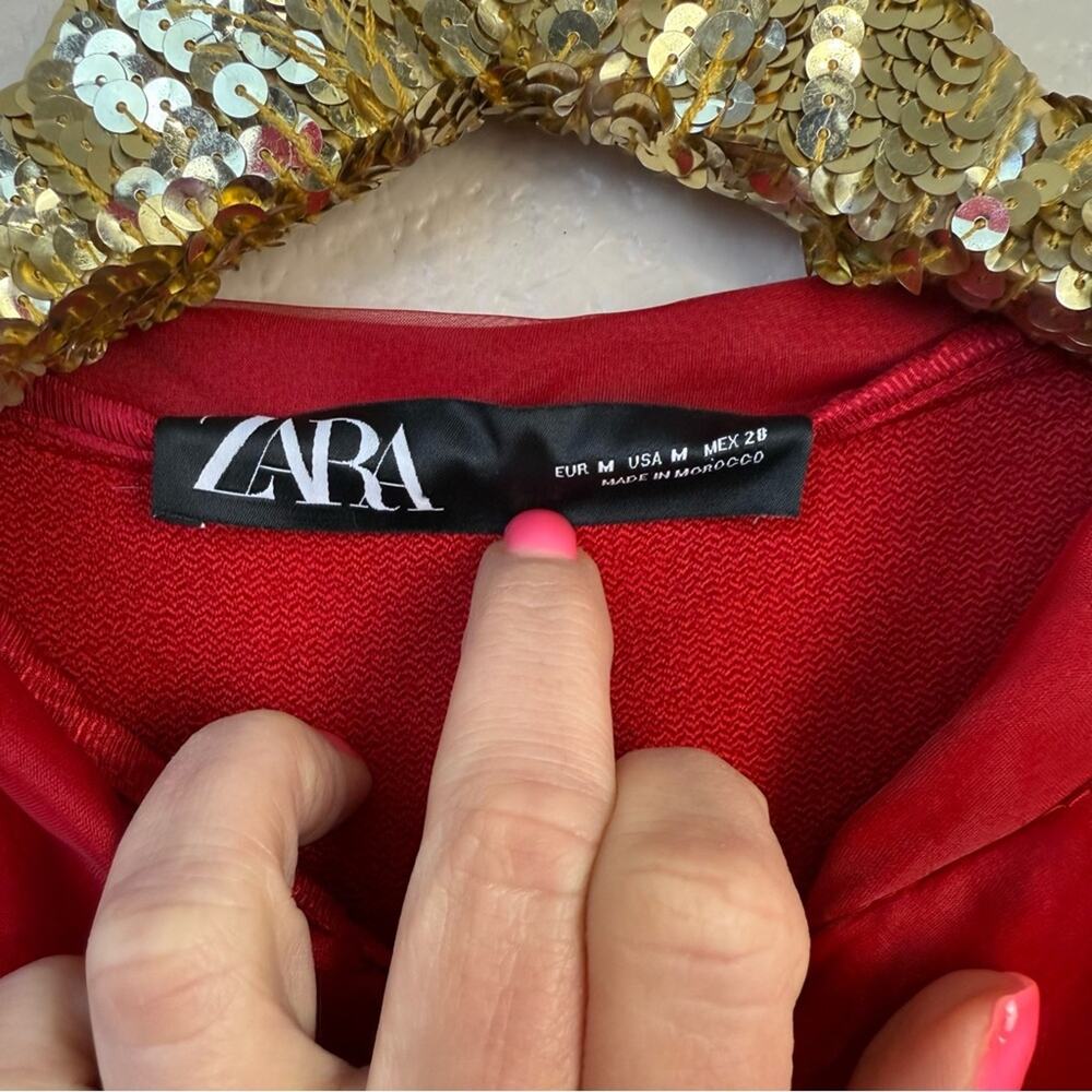 Zara • Red Ruched Bomber Jacket - Picture 7 of 15